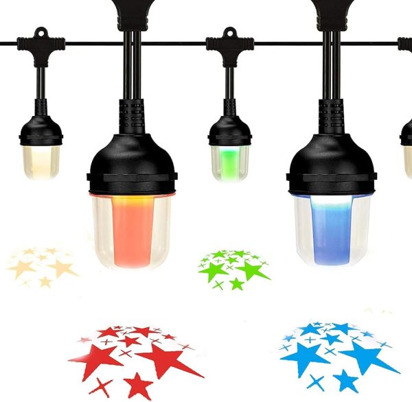 Outdoor String Lights 22FT with 10 Shatterproof Bulb Weatherproof Colored Star Camping Lights for PatioGarden Party