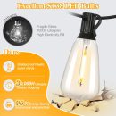 LED Outdoor String Lights 100FT Patio Lights with 52 Shatterproof ST38 Vintage Edison Bulbs, Outside Hanging Light Waterproof for Porch, Deck, Garden, Backyard, Balcony, Dimmable 2700K