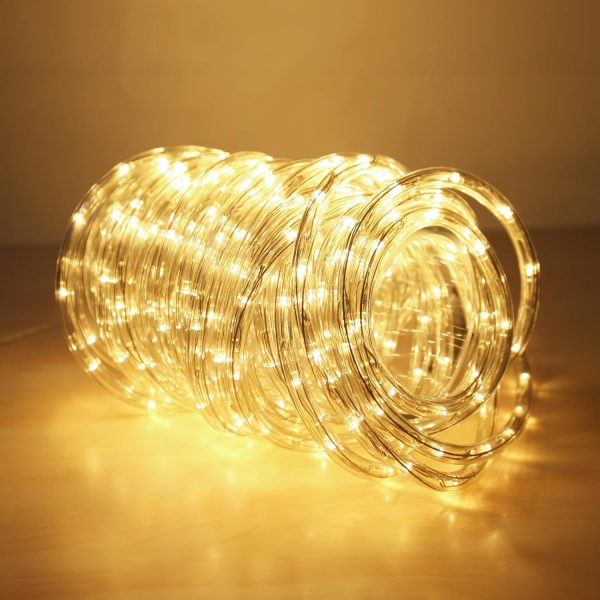 LE 33ft 240 LED Rope Lights Outdoor, Upgraded 2700K Warm White, 24 Volts Connectable, Classic 3/8 inch Clear Tube, Waterproof String Lights for Outside Patio Deck Railing Stair Fence Yard Landscape - Image 2