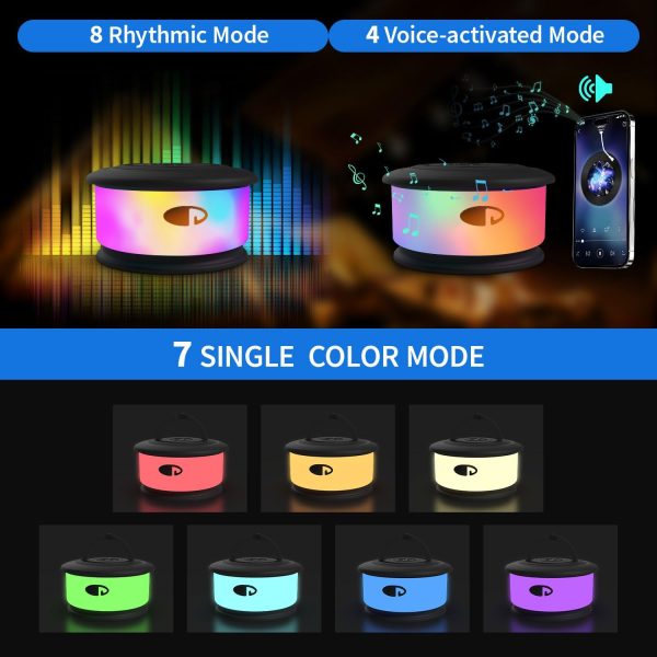 Camping String Lights,2 in 1 Upgraded 32.8FT Rechargeable Tent Lights String with 19 Lighting Modes,Quick Storage Camping Lights，Portable LED Lamp for Bedroom Yard Decor Christmas Camping(Black) - Image 2