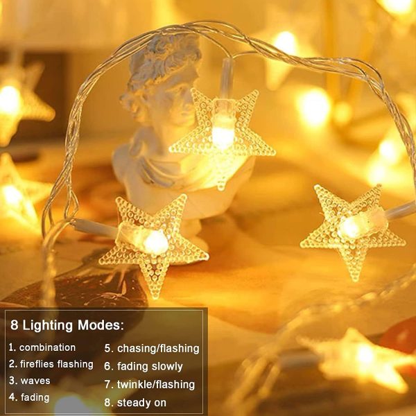 Star String Lights Plug in - 33 ft 100 LED Star Fairy String Lights with Remote and Timer, Waterproof for Bedroom Porch Wedding Party Patio Garden Tent Indoor Outdoor Décor, Warm White - Image 2