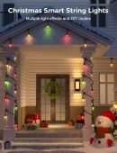 Outdoor String Lights Smart, 49Ft RGBCWIC Patio Lights Waterproof, App Control, Compatible with Alexa, Color Changing LED String Light for Outside Yard Garden Porch