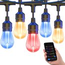 Outdoor String Lights Smart, 49Ft RGBCWIC Patio Lights Waterproof, App Control, Compatible with Alexa, Color Changing LED String Light for Outside Yard Garden Porch