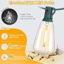 LED Outdoor String Lights 100FT with 52 Shatterproof ST38 Vintage Edison Bulbs, Outside Hanging Lights Waterproof for Patio, Porch, Deck, Garden, Backyard, Balcony, Green Wire