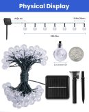 Solar String Lights Outdoor 60 Led 35.6 Feet Waterproof Solar Powered Patio Lights with 8 Lighting Modes for Garden Yard Porch Wedding Party Decor Halloween (Blue)