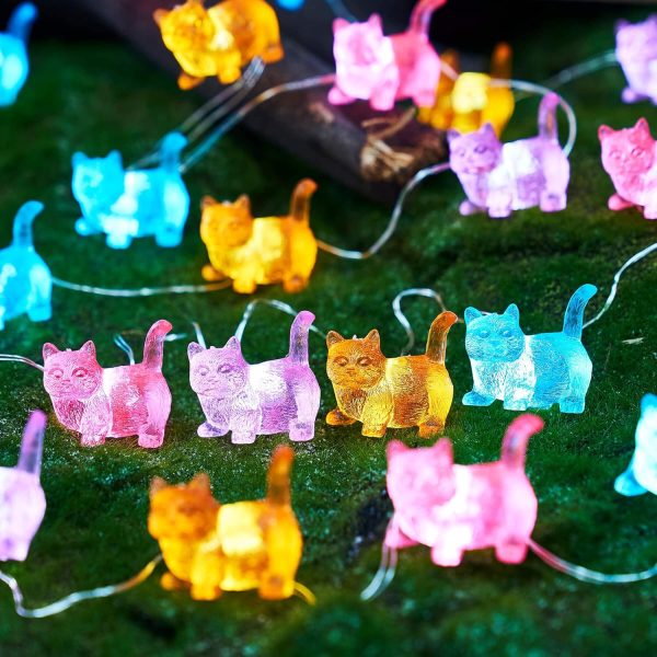 Cat String Lights Kawaii Deco Kitty Fairy Decorative Lights 10ft 30LED Battery Operated Novelty Lighting for Outdoor Wedding Camping Tent Baby Shower Bedroom Birthday Party - Image 2