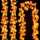 Fall Decor 3-Pack Fall Leaf Garland with Lights, Total 24.6ft 60 LED Halloween String Lights, Thanksgiving Decorations for Home Holiday Autumn Indoor Friendsgiving Gift