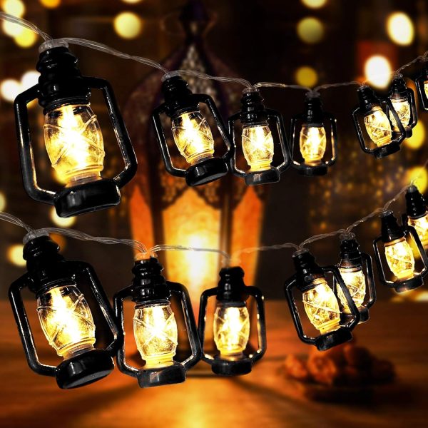 Camping Lantern String Light 30 LED Camping Lights Battery and USB Operated, Happy Camper Mini Kerosene Lamp Perfect for Camping Decorations, Party, Classroom, Christmas and Travel