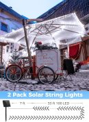 Solar String Lights Outdoor, 2 Pack Total 80 FT 200 LED Solar Powered String Lights with 8 Lighting Modes, Waterproof Patio Lights, Outdoor Solar Lights for Outside Tree Balcony Gazebo, Pure White
